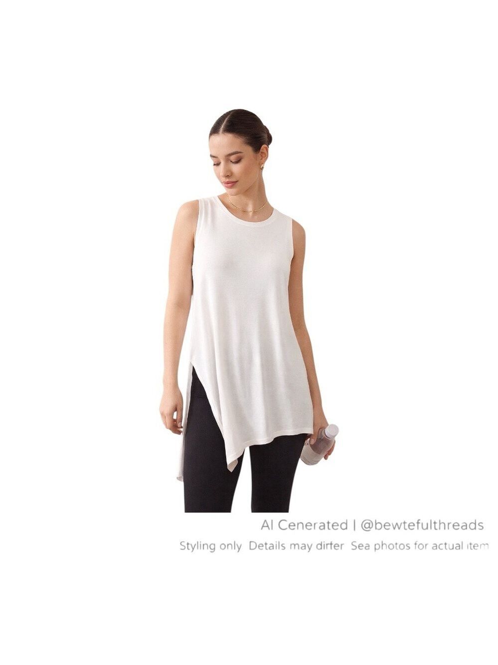 Fabletics White Asymmetrical A-Line Tunic Tank Top M Soft Stretch
